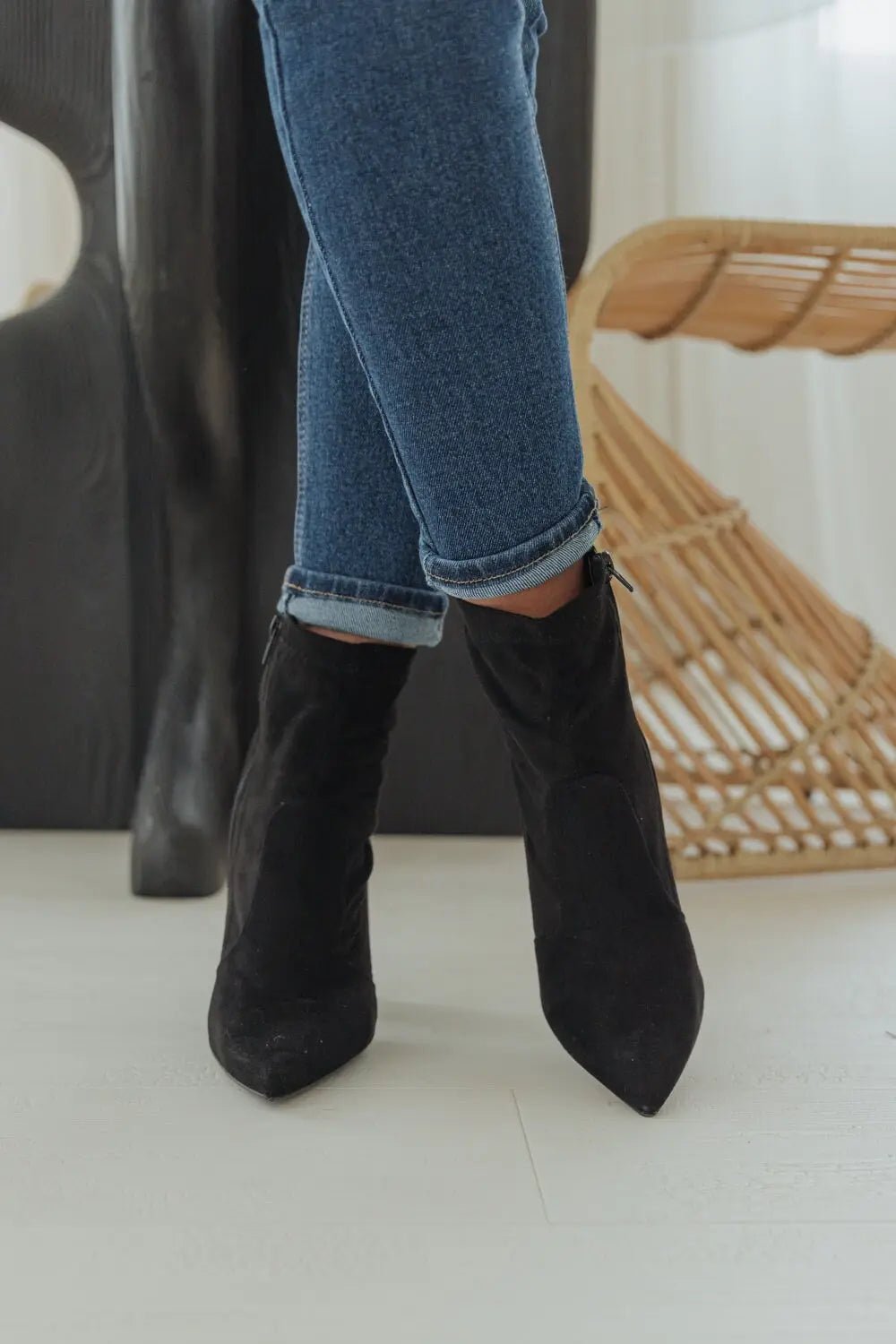 Just Your Type Faux Suede Sock Bootie - BLACK - FINAL SALE - JO+CO