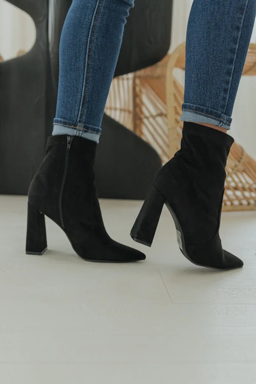 Just Your Type Faux Suede Sock Bootie - BLACK - FINAL SALE - JO+CO