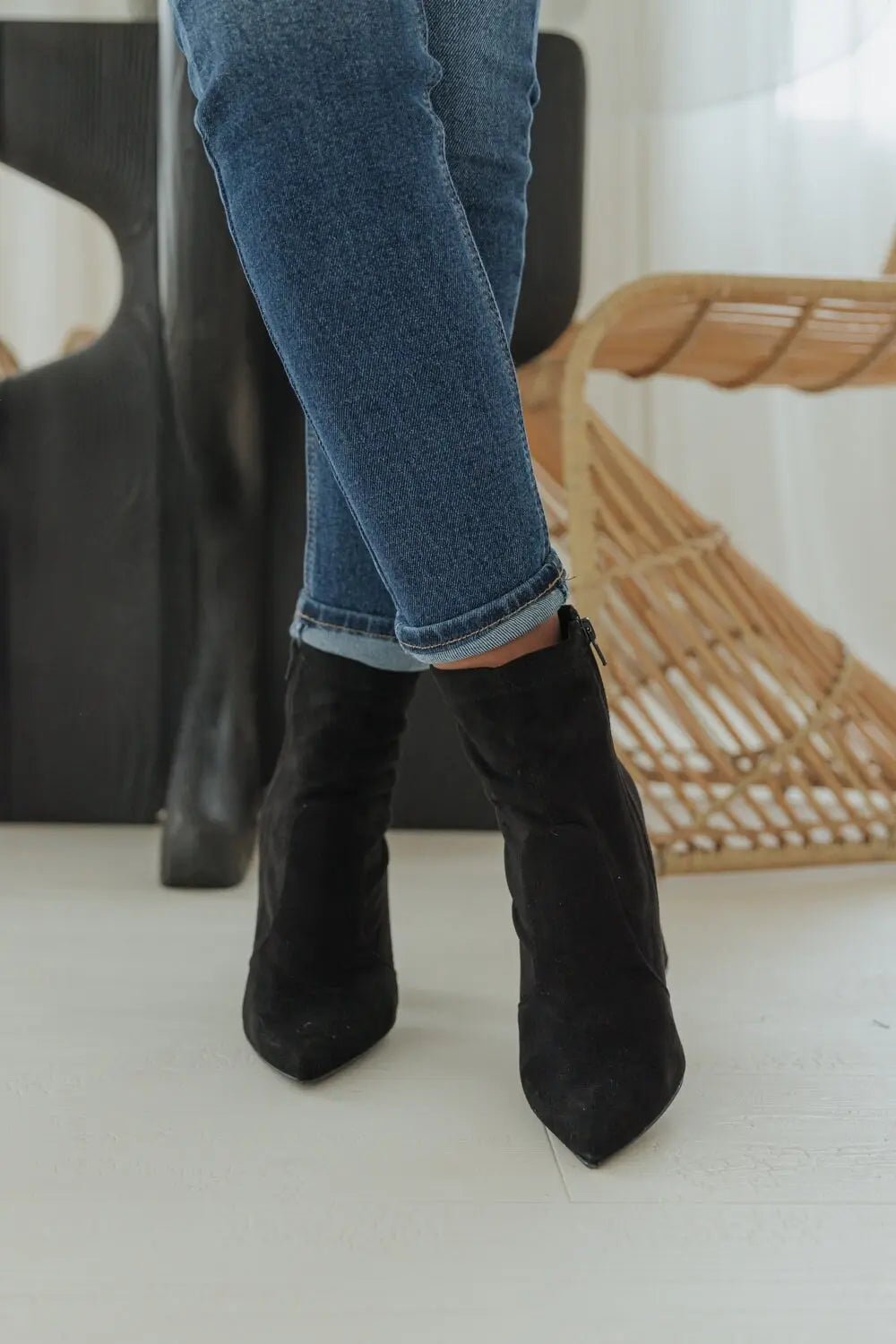 Just Your Type Faux Suede Sock Bootie - BLACK - FINAL SALE - JO+CO