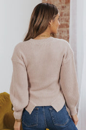 Kinsley Square Neck Asymmetric Hem Sweater - LATTE - FINAL SALE - JO+CO