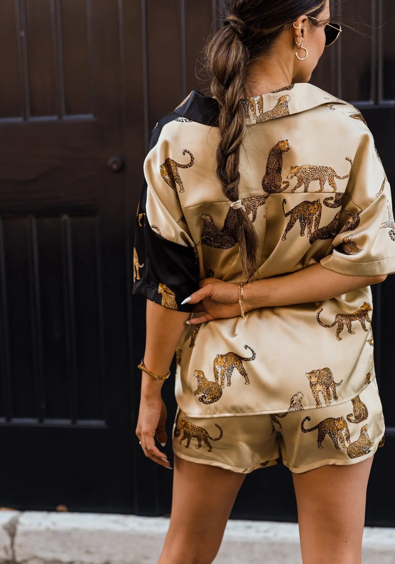 Lola Color Block Satin Cheetah Print Top - JO+CO