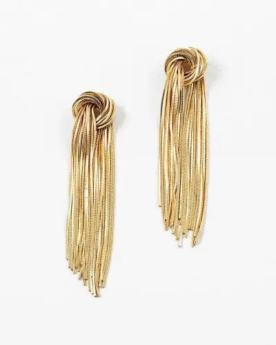 Long Gold Fringe Earrings - Final Sale - JO+CO