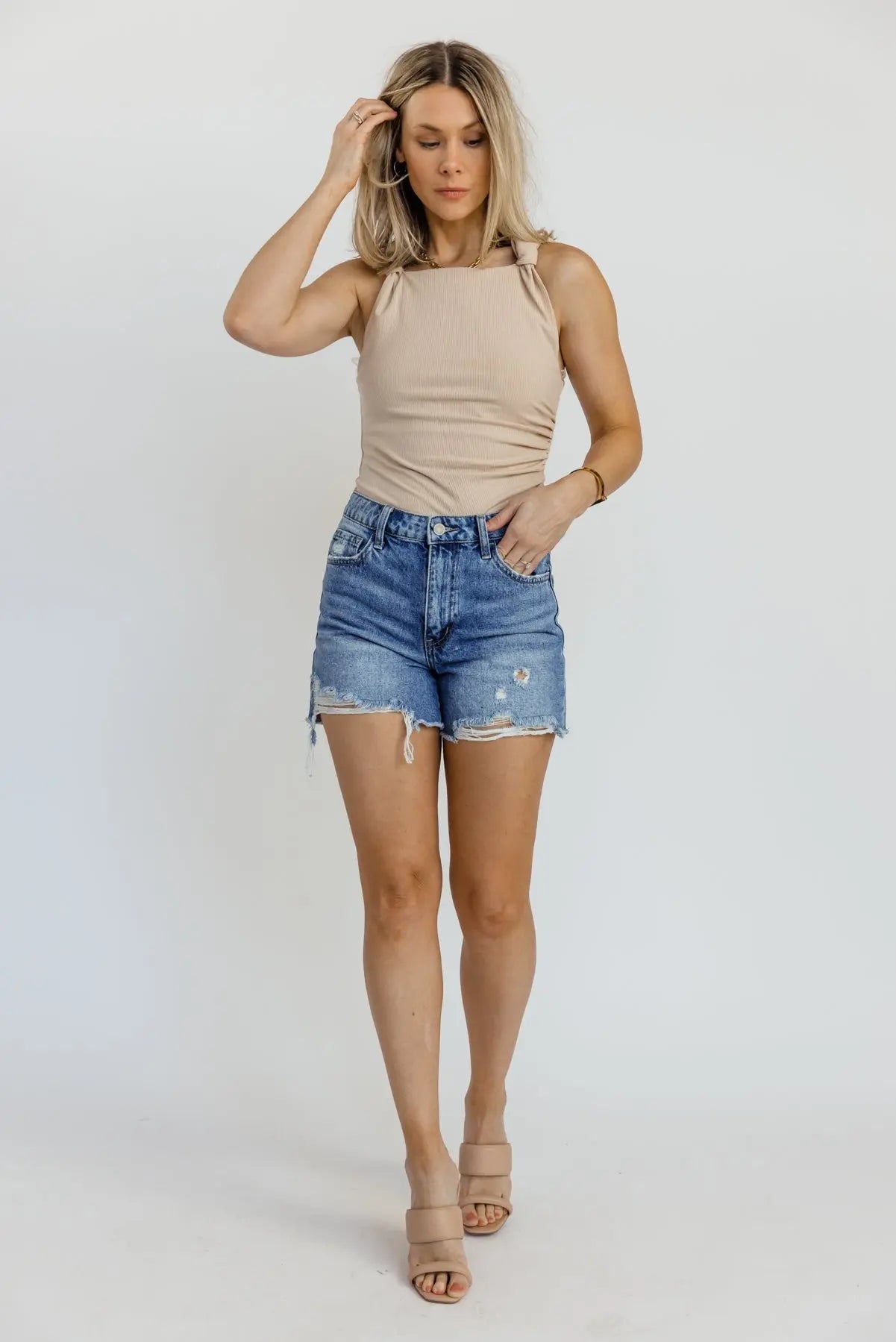 Maci Sand Knot Strap Tank - FINAL SALE - JO+CO