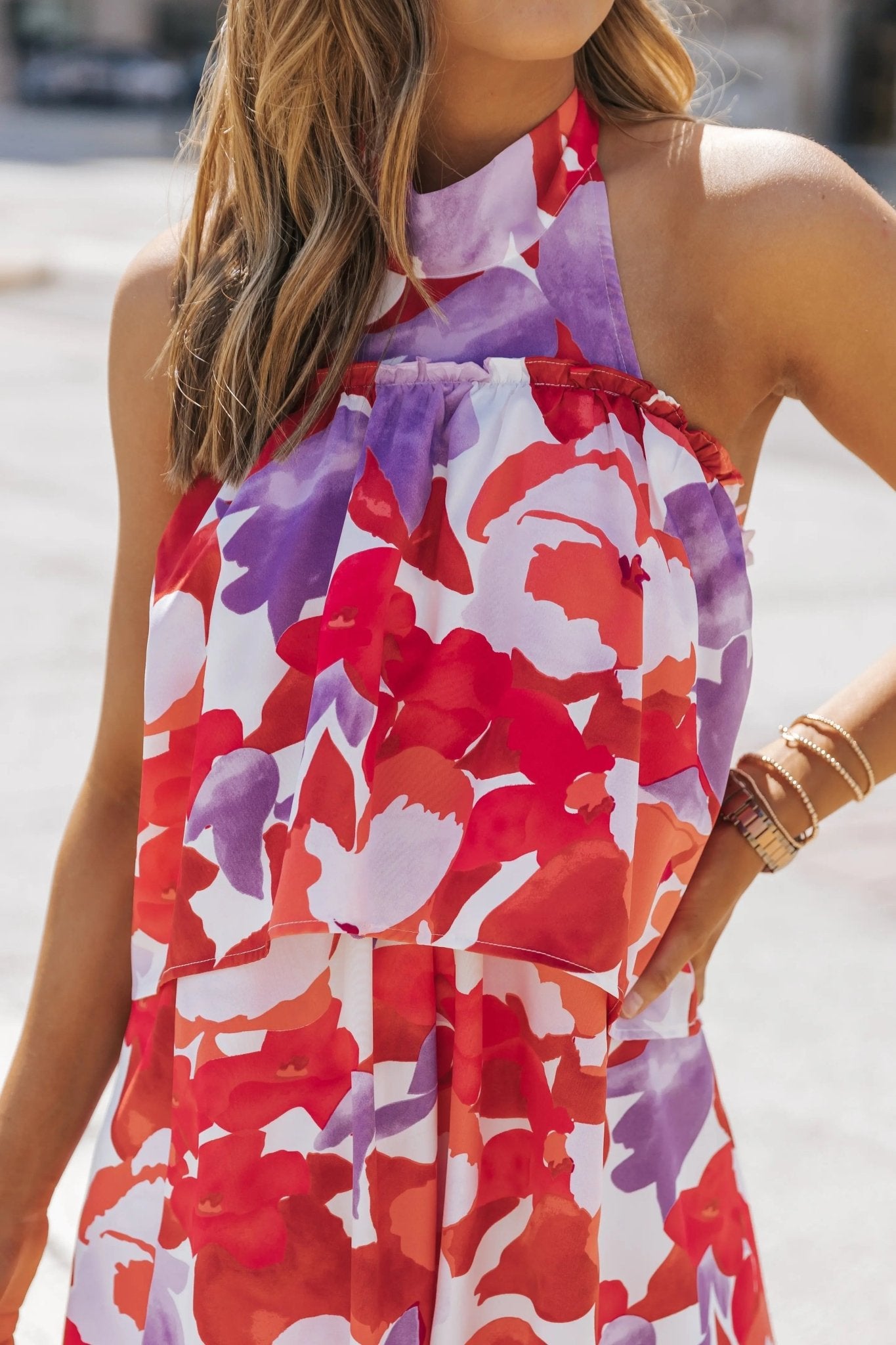 Maren Magenta Floral Halter Mini Dress - FINAL SALE - JO+CO