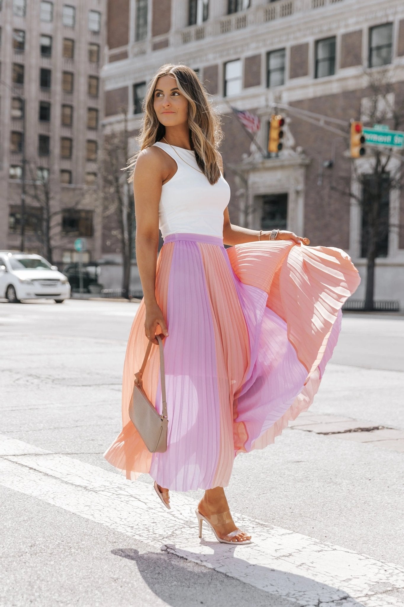 Mina Lavender Color Block Pleated Skirt - FINAL SALE - JO+CO