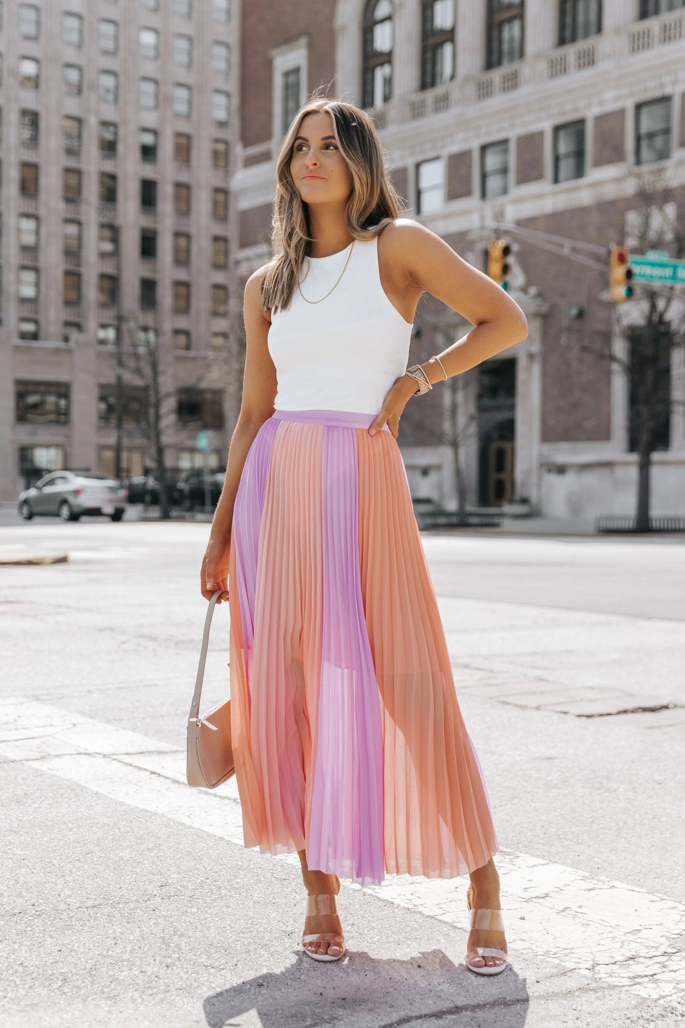 Mina Lavender Color Block Pleated Skirt - FINAL SALE - JO+CO