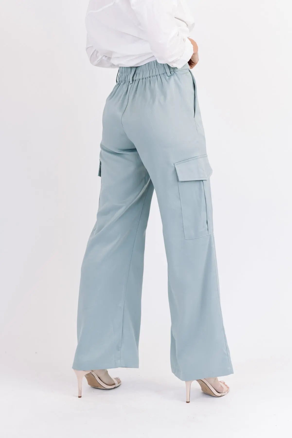 Nina Blue Satin Cargo Pant - FINAL SALE - JO+CO