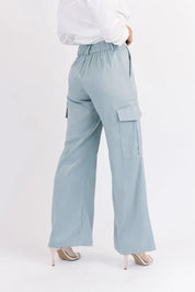 Nina Blue Satin Cargo Pant - FINAL SALE - JO+CO