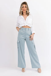 Nina Blue Satin Cargo Pant - FINAL SALE - JO+CO