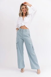 Nina Blue Satin Cargo Pant - FINAL SALE - JO+CO