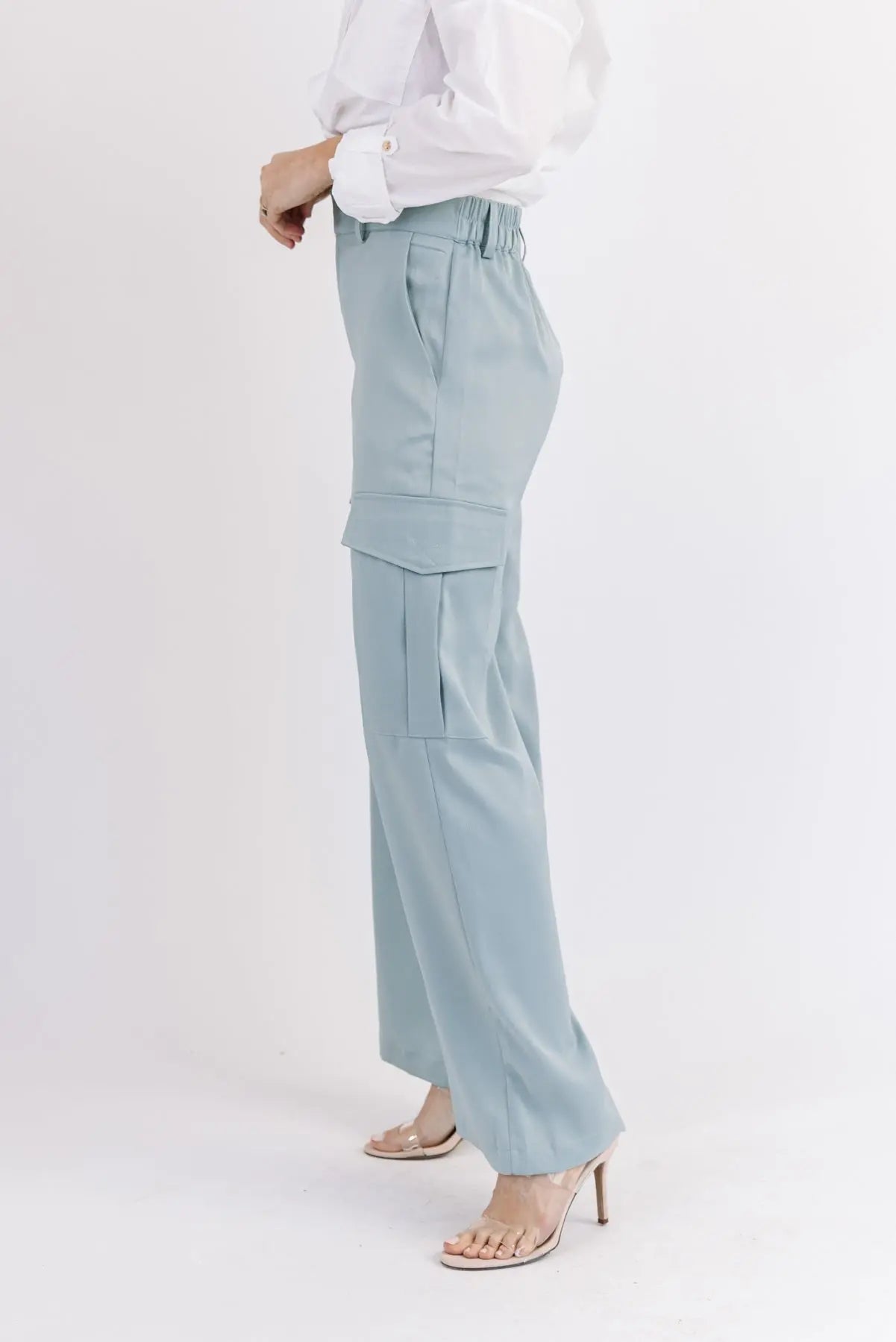Nina Blue Satin Cargo Pant - FINAL SALE - JO+CO