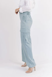 Nina Blue Satin Cargo Pant - FINAL SALE - JO+CO