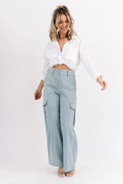 Nina Blue Satin Cargo Pant - FINAL SALE - JO+CO