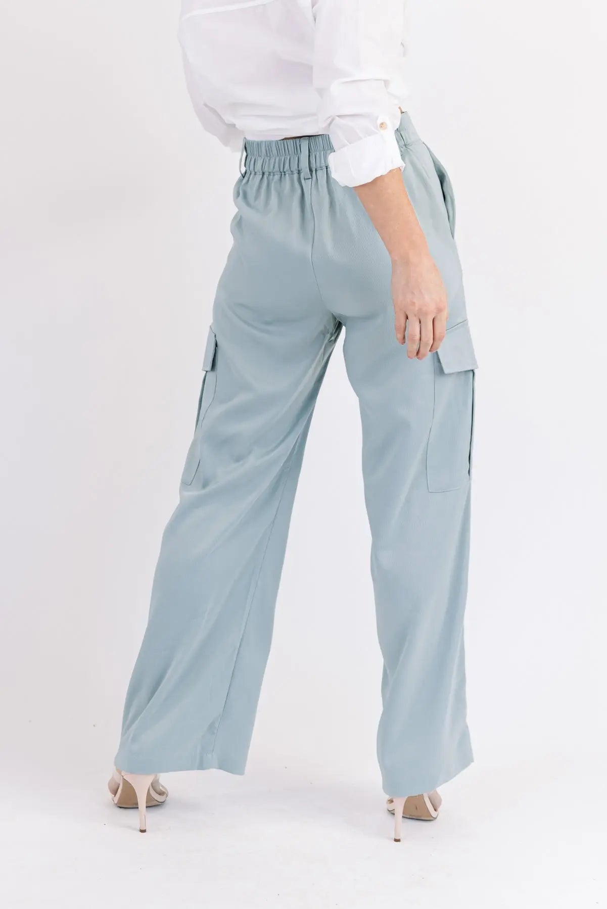 Nina Blue Satin Cargo Pant - FINAL SALE - JO+CO