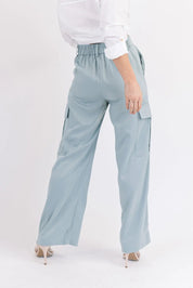 Nina Blue Satin Cargo Pant - FINAL SALE - JO+CO