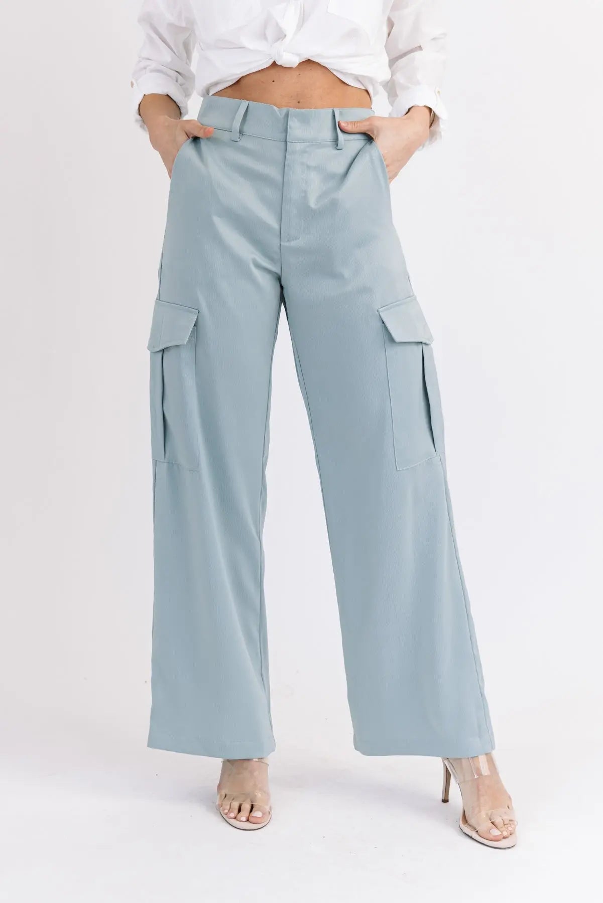 Nina Blue Satin Cargo Pant - FINAL SALE - JO+CO