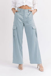 Nina Blue Satin Cargo Pant - FINAL SALE - JO+CO