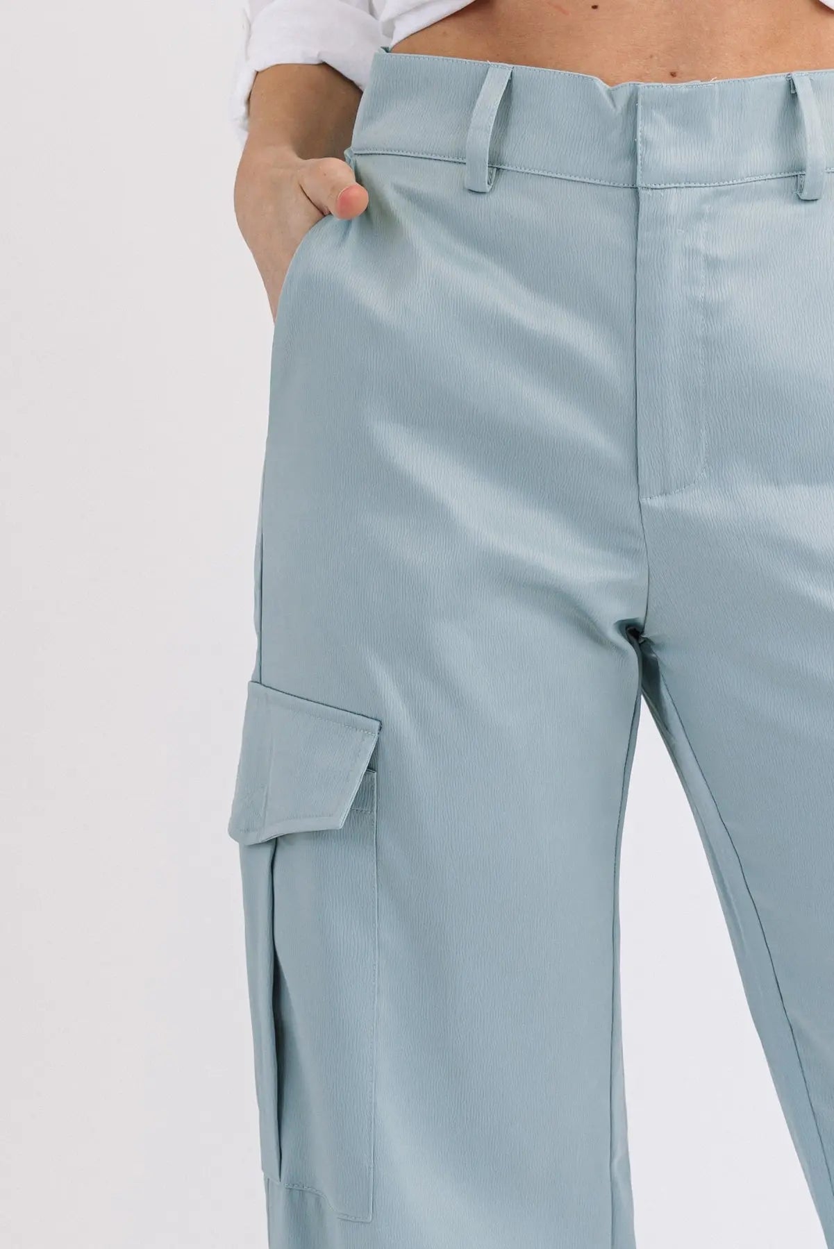 Nina Blue Satin Cargo Pant - FINAL SALE - JO+CO