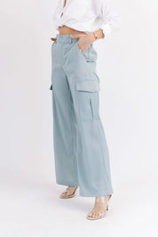 Nina Blue Satin Cargo Pant - FINAL SALE - JO+CO