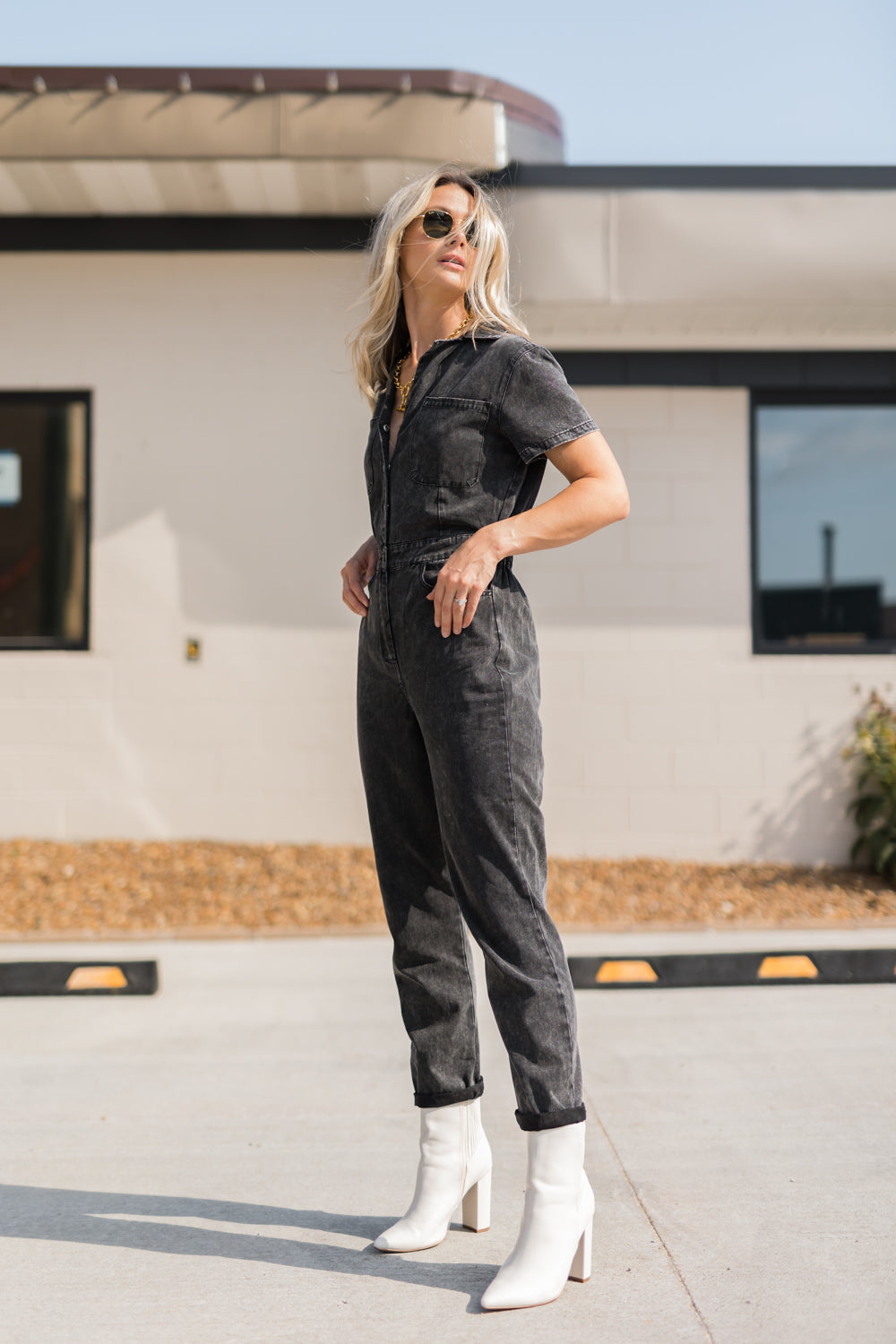 Only The Sweetest Denim Utility Pocket Jumpsuit - BLACK 135 JUMPSUITS/ROMPERS 