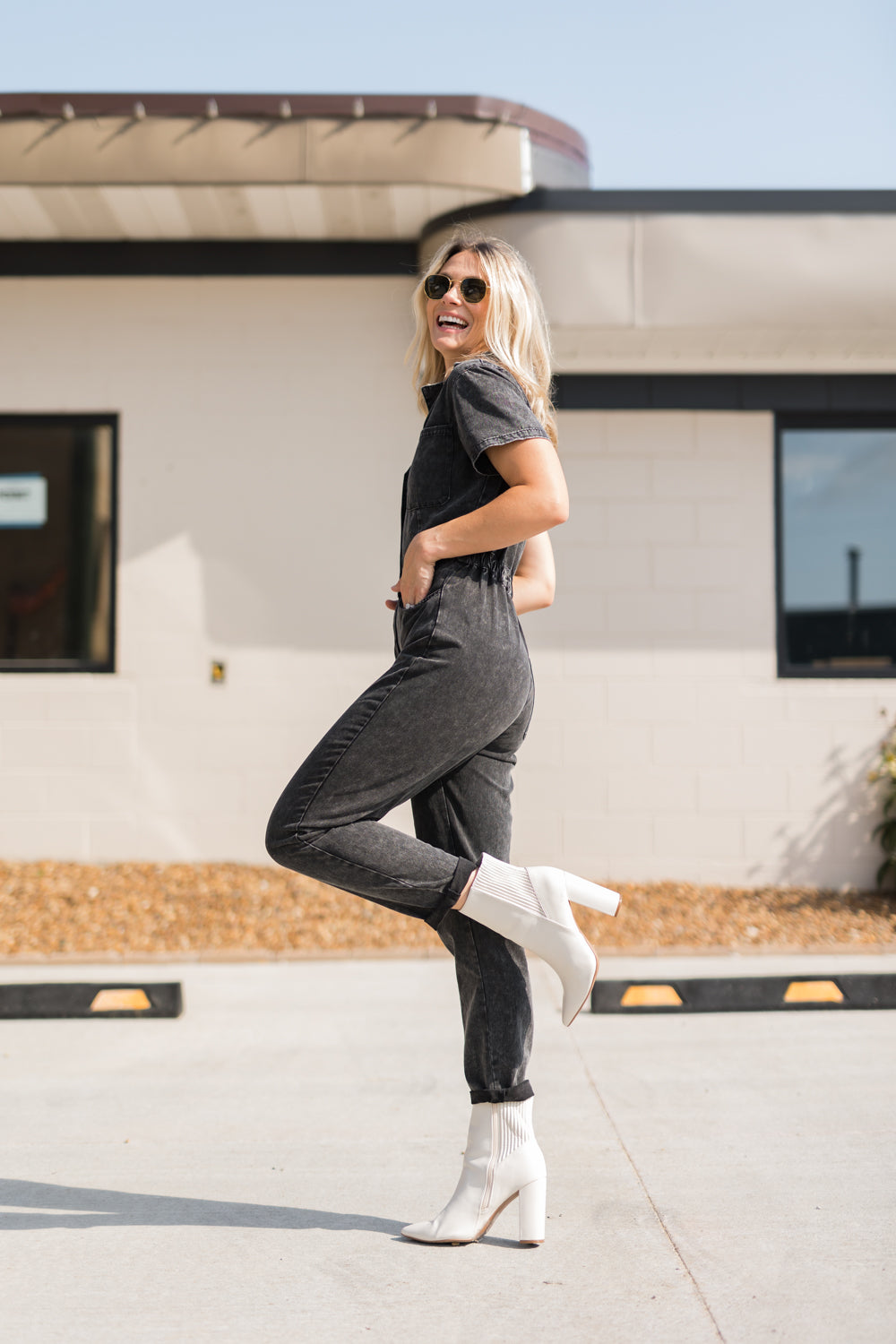 Only The Sweetest Denim Utility Pocket Jumpsuit - BLACK 135 JUMPSUITS/ROMPERS 