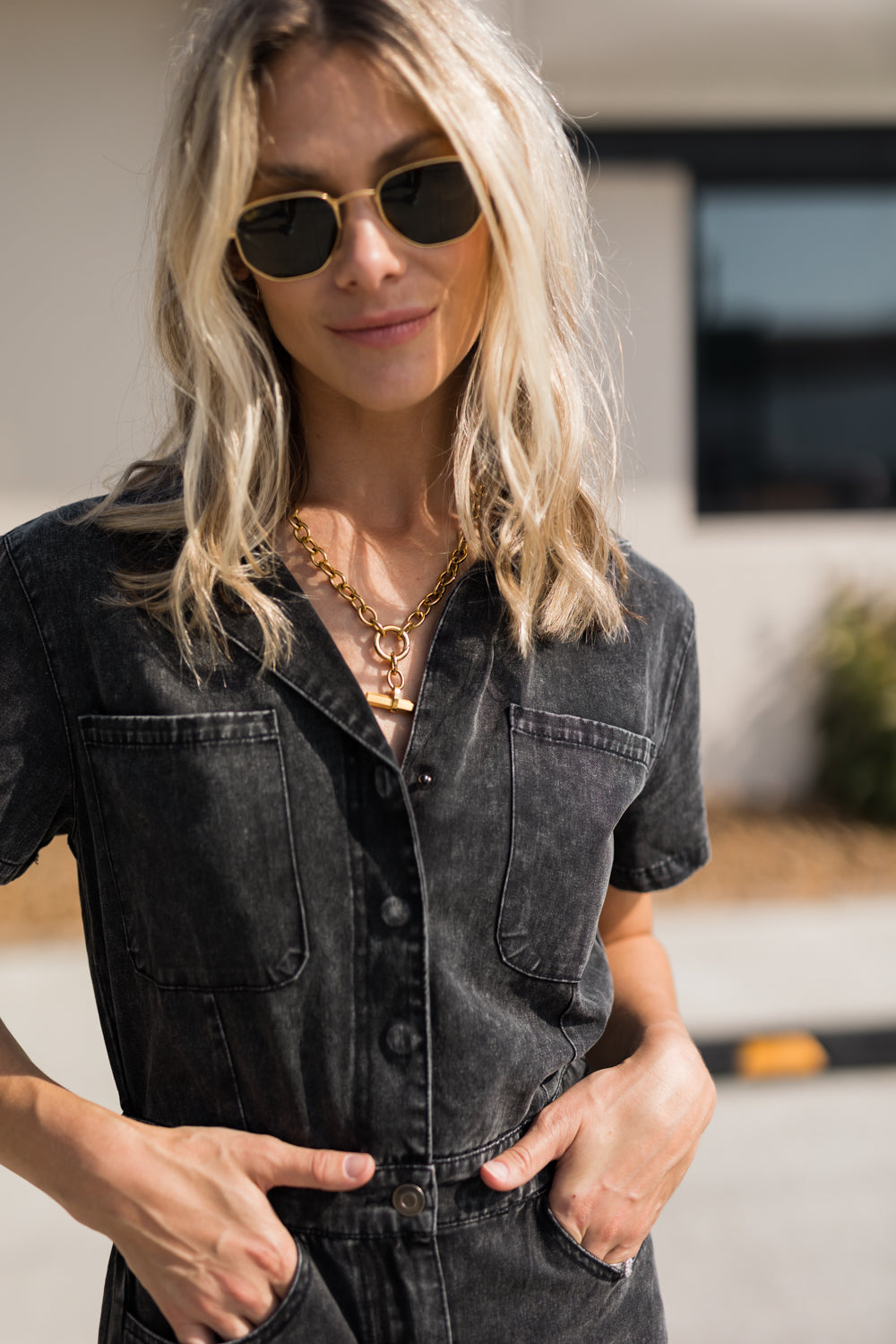 Only The Sweetest Denim Utility Pocket Jumpsuit - BLACK 135 JUMPSUITS/ROMPERS 