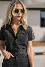 Only The Sweetest Denim Utility Pocket Jumpsuit - BLACK 135 JUMPSUITS/ROMPERS 