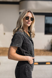 Only The Sweetest Denim Utility Pocket Jumpsuit - BLACK 135 JUMPSUITS/ROMPERS 