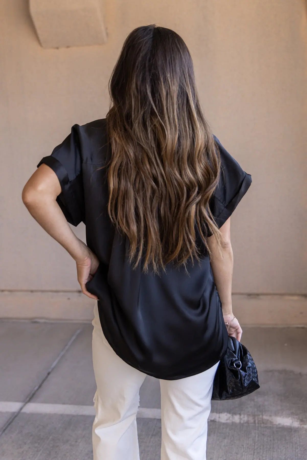 Over The Top Black Satin Top - FINAL SALE - JO+CO