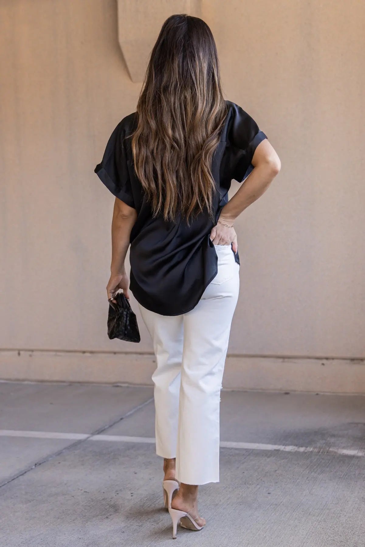 Over The Top Black Satin Top - FINAL SALE - JO+CO