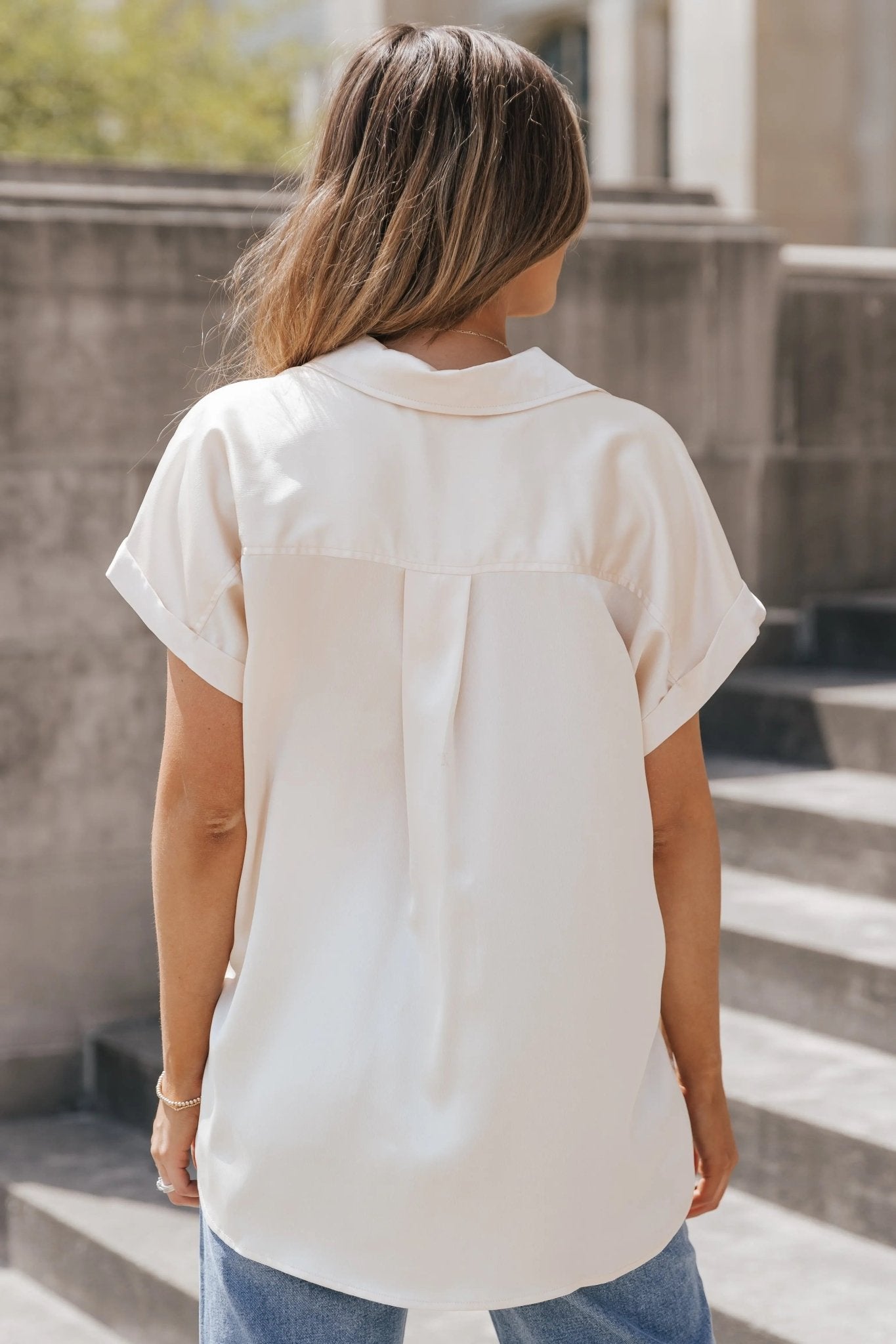 Over The Top Natural Satin Top - FINAL SALE - JO+CO