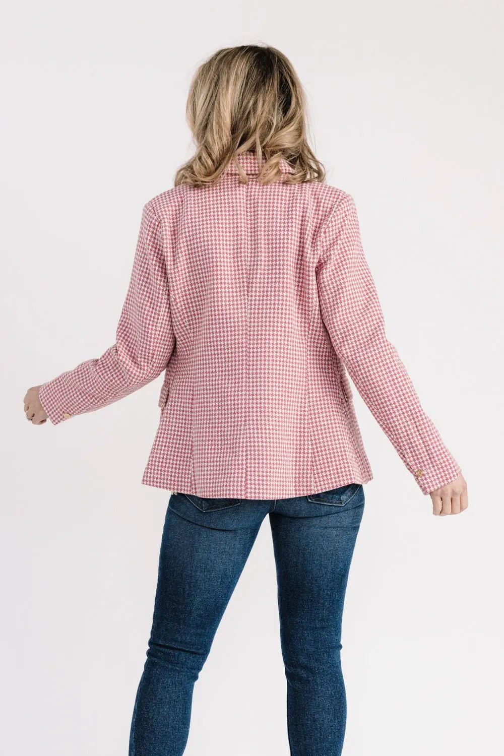 Palmer Pink Houndstooth Blazer - JO+CO