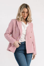 Palmer Pink Houndstooth Blazer - JO+CO