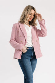 Palmer Pink Houndstooth Blazer - JO+CO