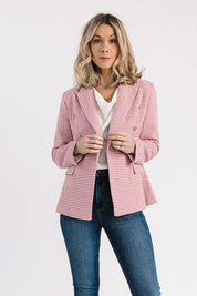 Palmer Pink Houndstooth Blazer - JO+CO