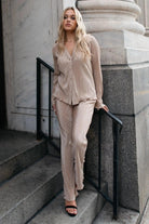 Plissé Panache Taupe Pants - Final Sale - JO+CO
