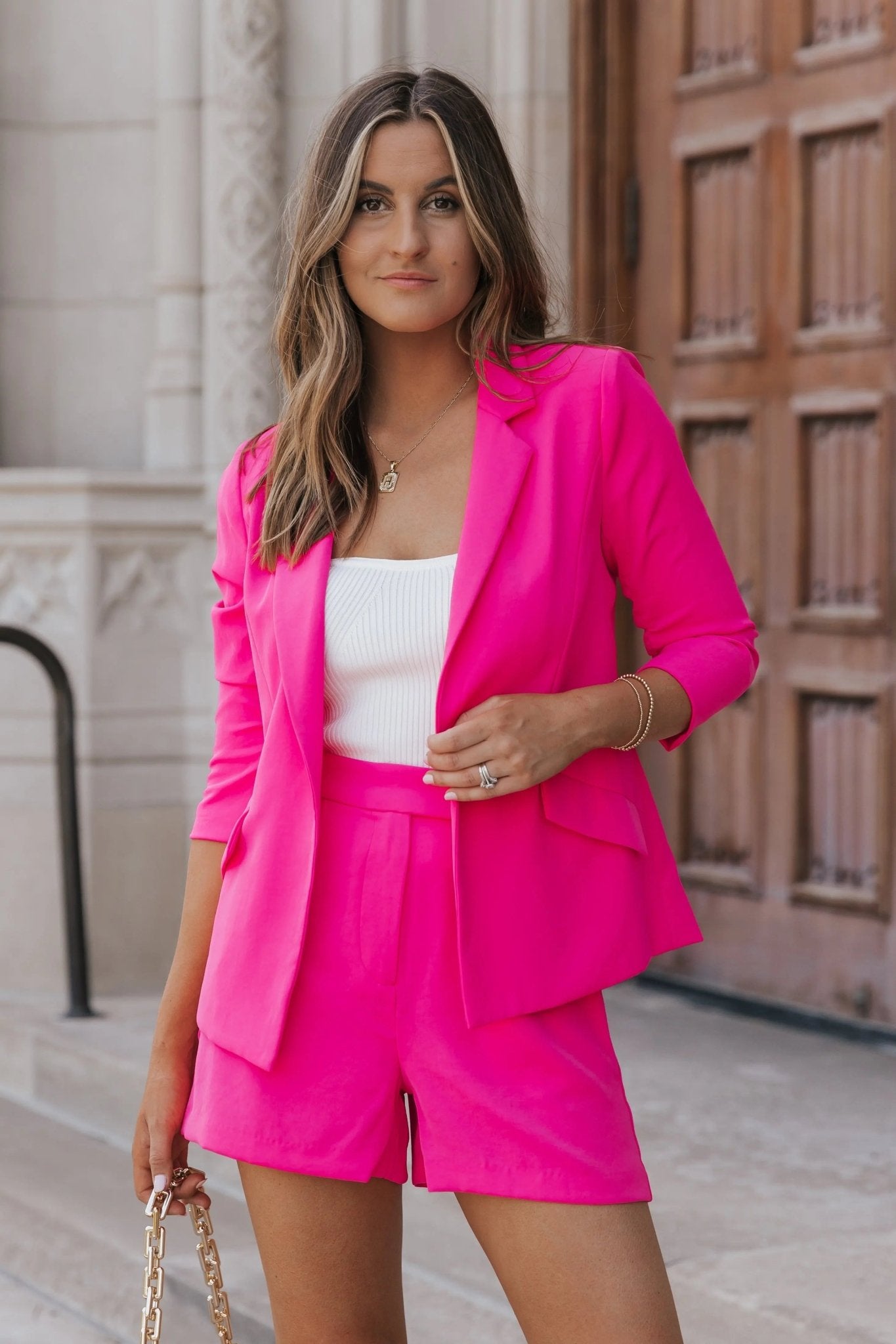 Pretty In Pink Blazer & Short Suit Set - JO+CO