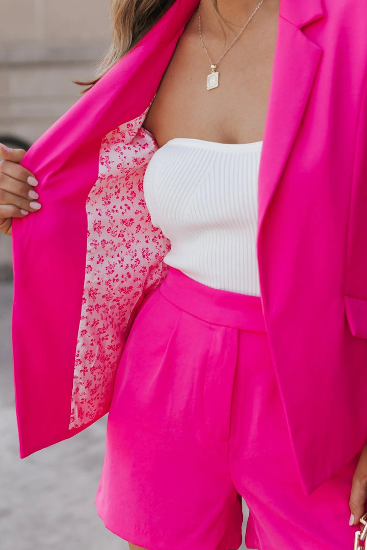 Pretty In Pink Blazer & Short Suit Set - JO+CO