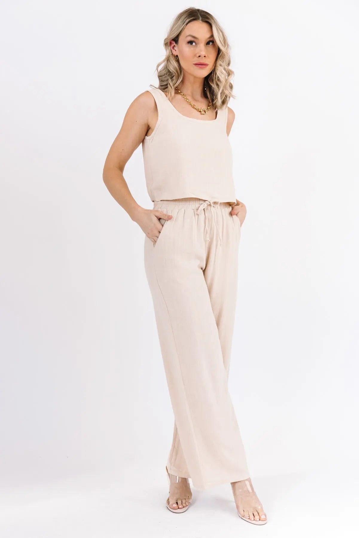 River Natural Linen Tank & Pant Set - FINAL SALE - JO+CO