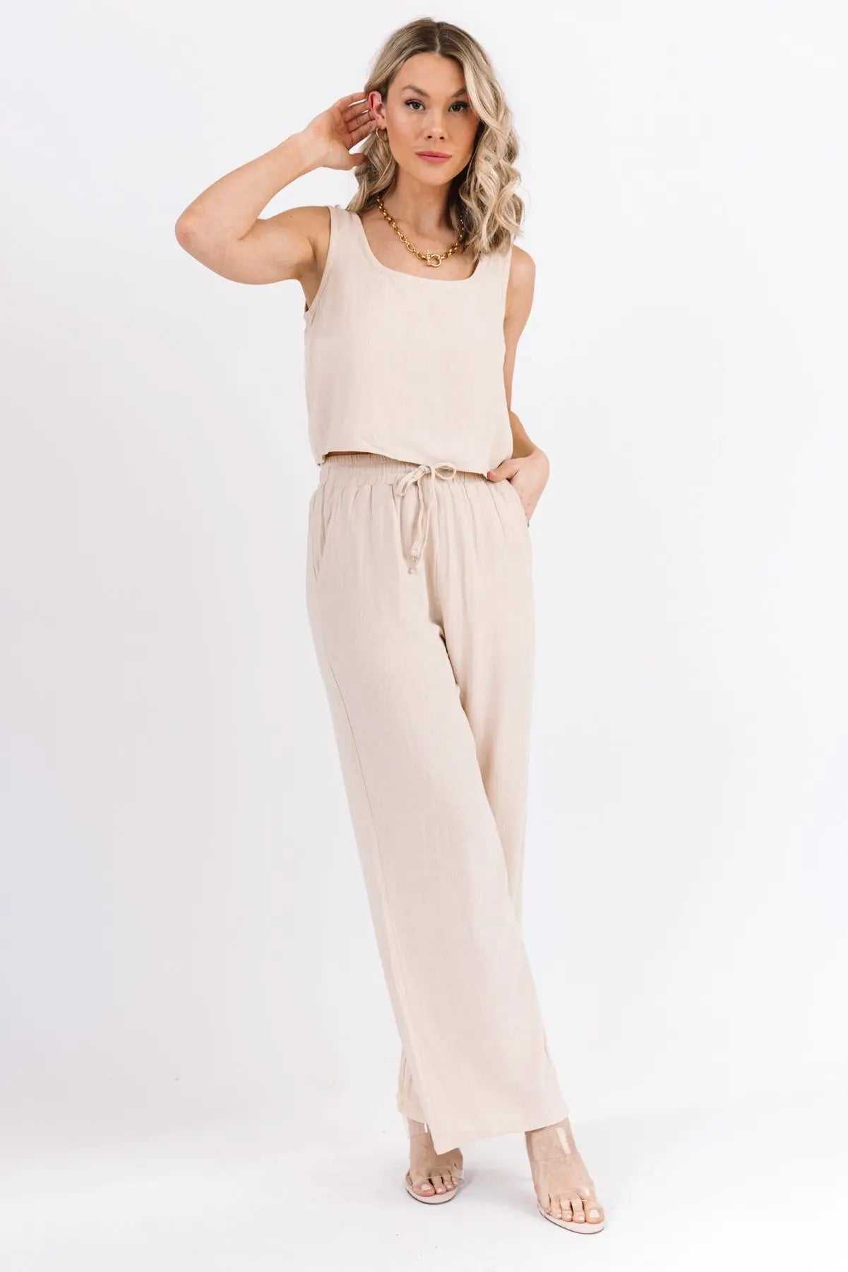 River Natural Linen Tank & Pant Set - FINAL SALE - JO+CO