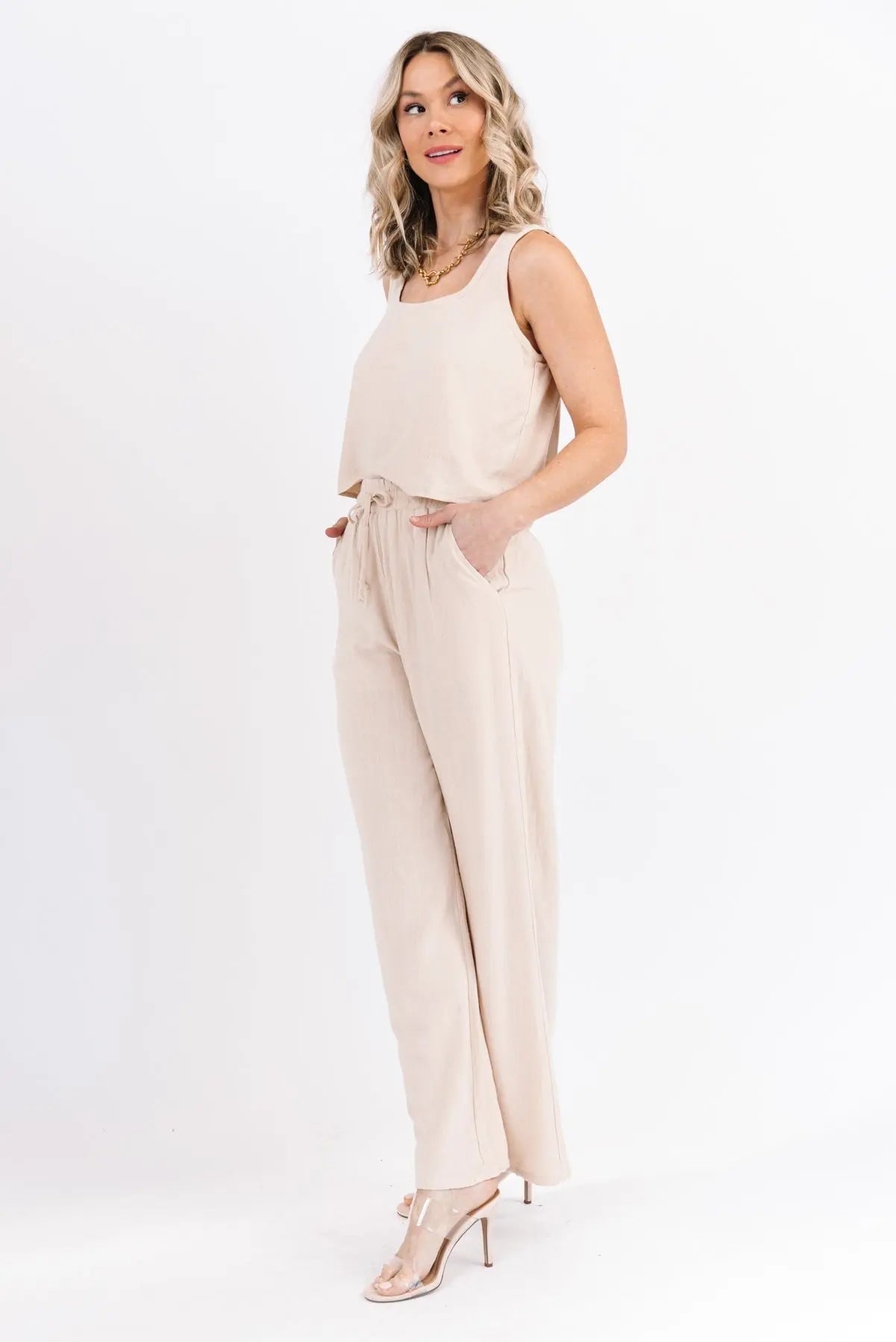 River Natural Linen Tank & Pant Set - FINAL SALE - JO+CO