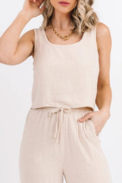 River Natural Linen Tank & Pant Set - FINAL SALE - JO+CO