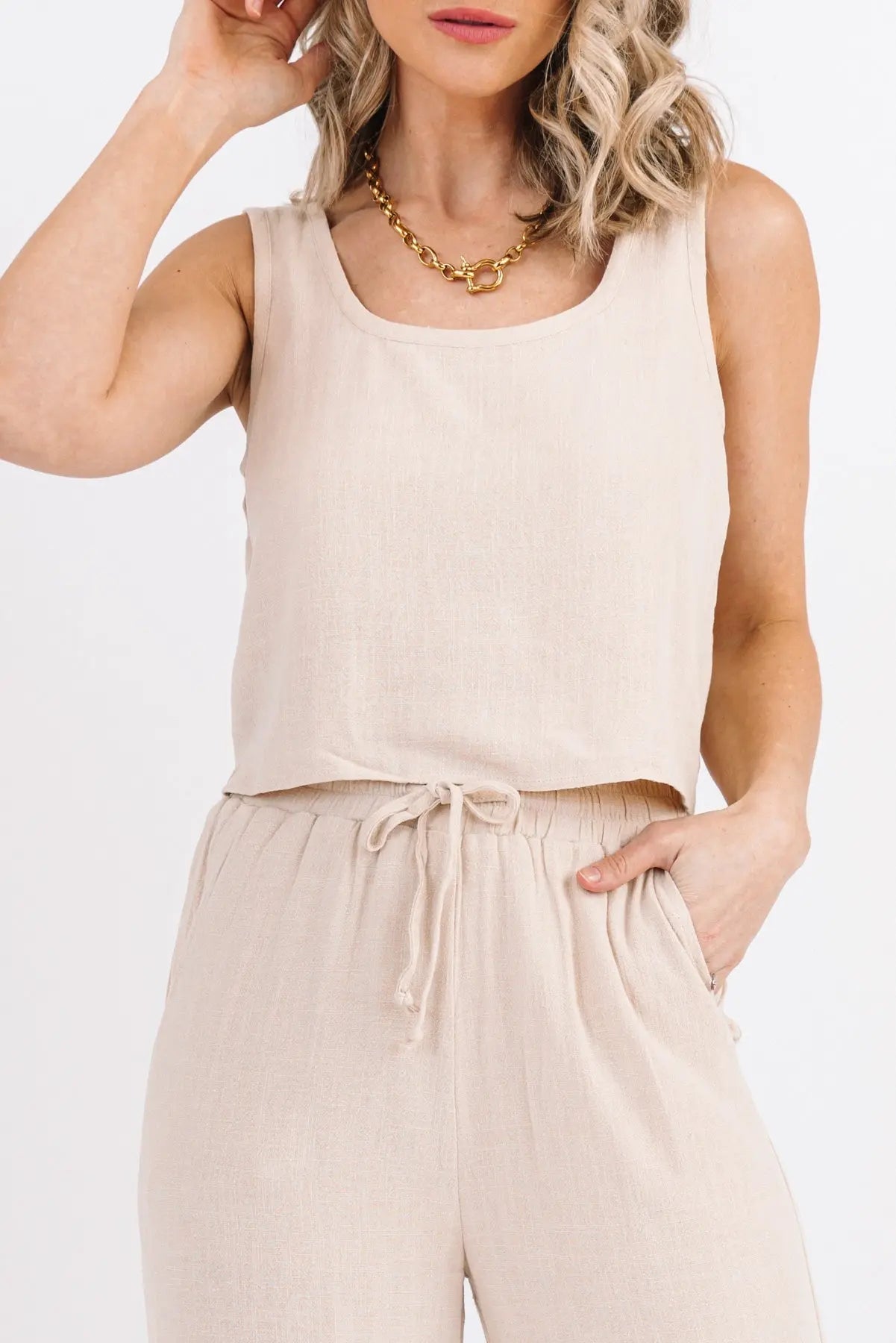 River Natural Linen Tank & Pant Set - FINAL SALE - JO+CO