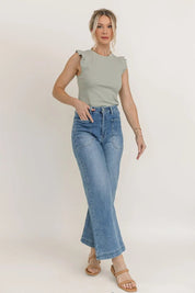Ruffled In Romance Olive Knit Tank - FINAL SALE - JO+CO
