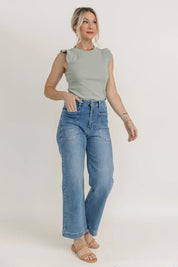 Ruffled In Romance Olive Knit Tank - FINAL SALE - JO+CO