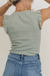 Ruffled In Romance Olive Knit Tank - FINAL SALE - JO+CO