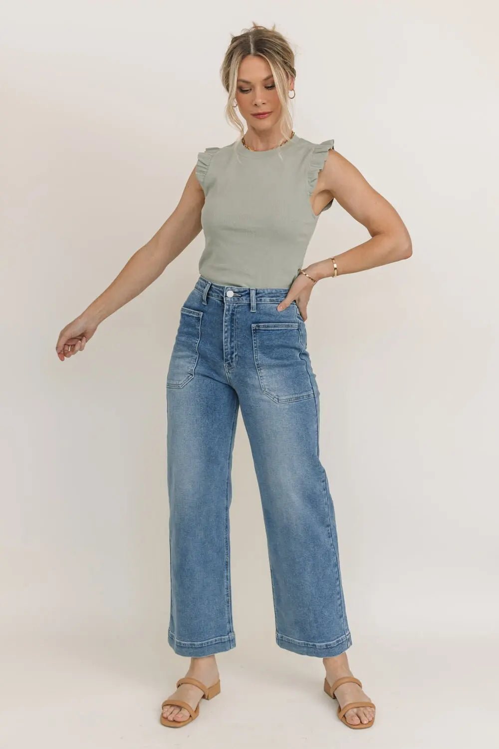 Ruffled In Romance Olive Knit Tank - FINAL SALE - JO+CO