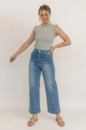 Ruffled In Romance Olive Knit Tank - FINAL SALE - JO+CO
