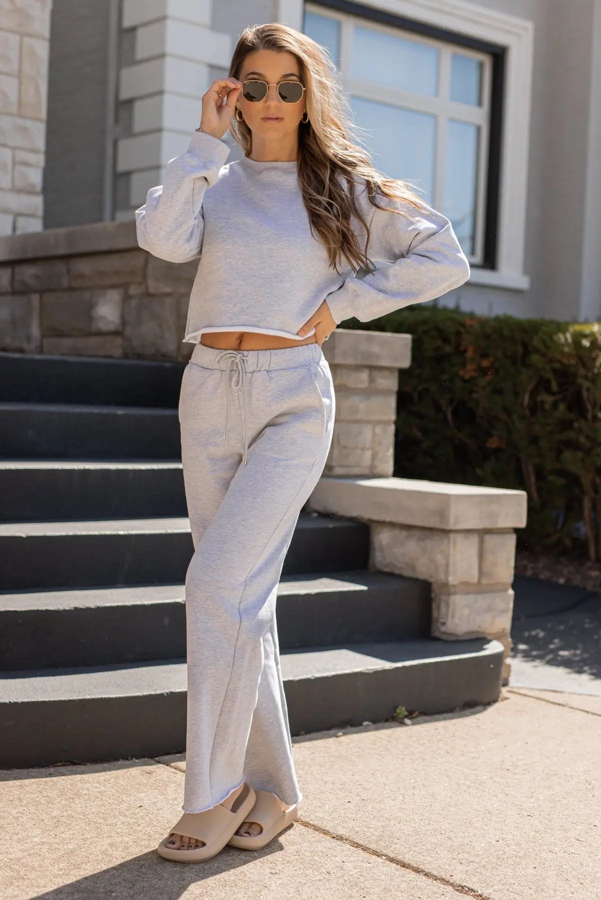 Sophie Grey Cropped Lounge Sweater - FINAL SALE - JO+CO