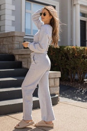 Sophie Grey Cropped Lounge Sweater - FINAL SALE - JO+CO